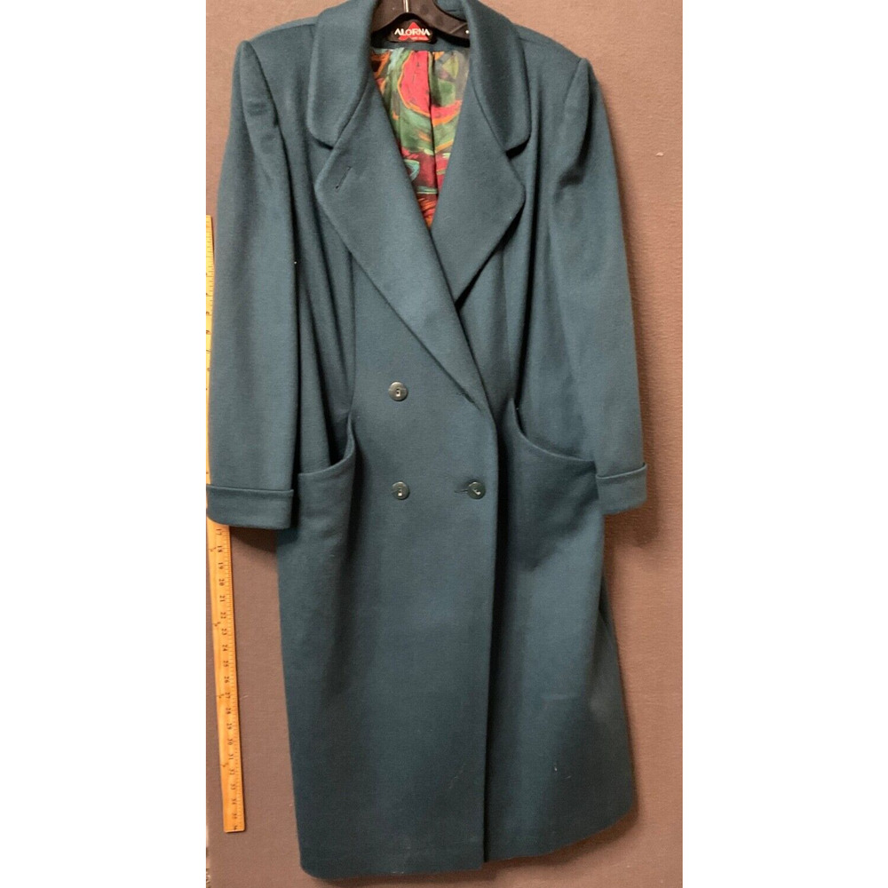 Vintage Alorna‎ Super Fina Wool Blend L Coat Double Breasted Made in USA Parka